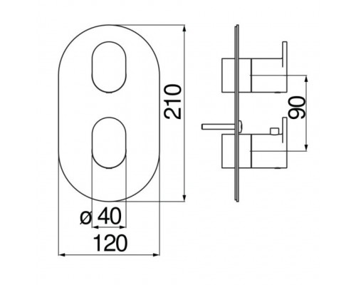 UP94102CR UP термостатический смеситель для ванны (внешняя часть) UP94102CR