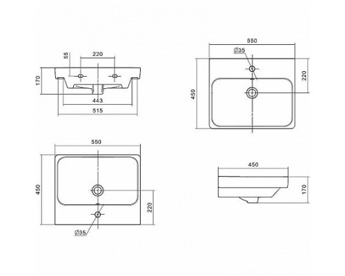 1A2517K0SDZ90 Набор: 1A251701SDZ90 Тумба-умывальник Сканди 55 Бел/Дуб Рустикальный/ 1WH501620 Раковина Адриана 55 1A2517K0SDZ90