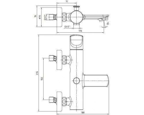 104502470EX MYRA смеситель для ванны черный /хром 104502470EX