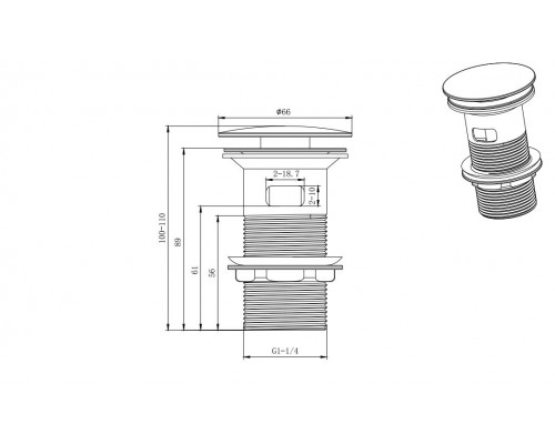 AQ6001CR сливной набор для раковины Push-open с переливом AQ6001CR