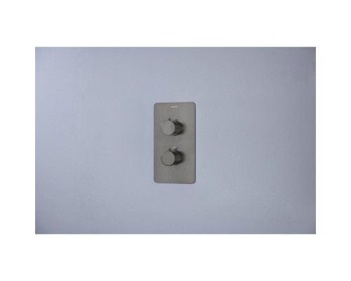 AQ1392BGM ЕВРОПА термостатический смеситель для ванны 2 режима (внешняя и скрытая часть), оружейная сталь (шлиф. черный хром) AQ1392BGM