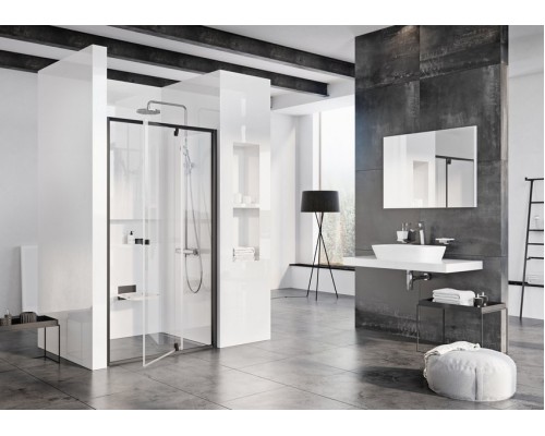 PPS-100 черный + транспарент, PIVOT жесткая душевая стенка 90GA0300Z1