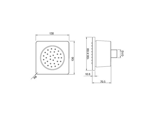 AQ2099MB боковая форсунка 130130, матовый черный AQ2099MB