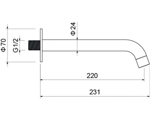 AQ1341CR ЕВРОПА излив для ванны 220 мм AQ1341CR