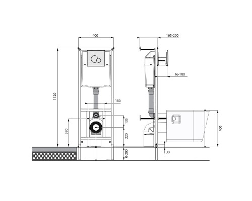 1.WH50.1.758 НЕО ПЭК rimless (подвес. безободковый унитаз с тонким сиденьем, инсталляция, белая панель) 1.WH50.1.758