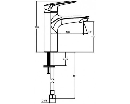 E32908-CP ELITE смеситель для раковины, без донного клапана E32908-CP