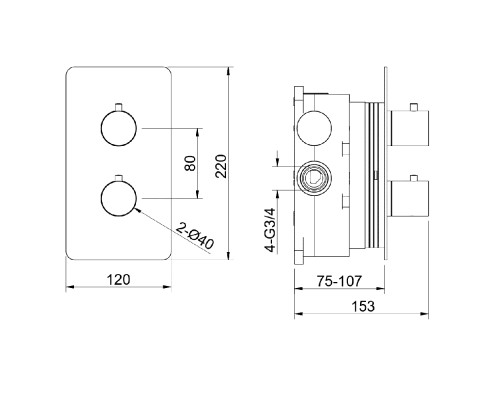 AQ1392BGM ЕВРОПА термостатический смеситель для ванны 2 режима (внешняя и скрытая часть), оружейная сталь (шлиф. черный хром) AQ1392BGM