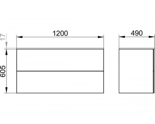 32983290000 PLAN Тумба под умывальник 1200х490х605 мм, Инокс матовый/Инокс матовый 32983290000