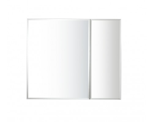 AQ7808-MC Алюминиевый зеркальный шкаф без подсветки 762660134,крепеж. Две зеркальные дверцы шириной 50,9 и 25,5 см. Две стекл.полки 6 мм AQ7808-MC