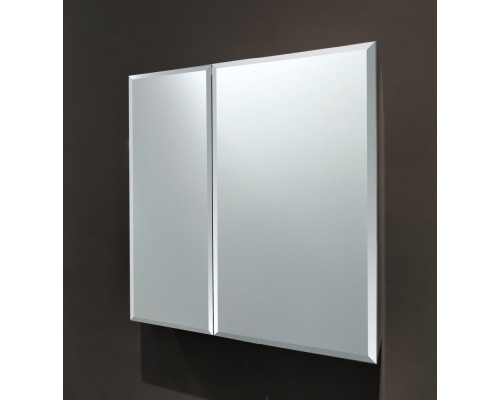 AQ7808-MC Алюминиевый зеркальный шкаф без подсветки 762660134,крепеж. Две зеркальные дверцы шириной 50,9 и 25,5 см. Две стекл.полки 6 мм AQ7808-MC