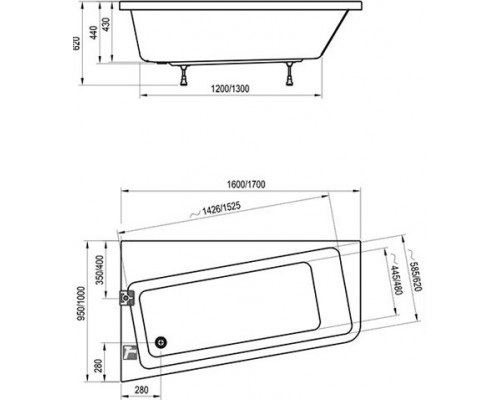 Ванна 10° 160х95 L белая C831000000