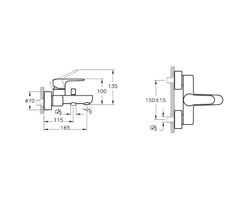 A42725EXP Смеситель Root Round для ванны/душа, цвет хром A42725EXP