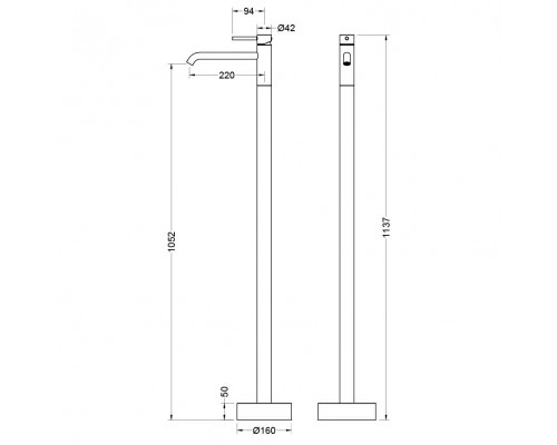 AQ1309BGM ЕВРОПА смеситель для раковины напольный, оружейная сталь (шлиф. черный хром) AQ1309BGM