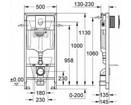 38813001 Rapid SL Монтажный элемент для подвесного унитаза, 4 в1, Nova Cosmo 38813001