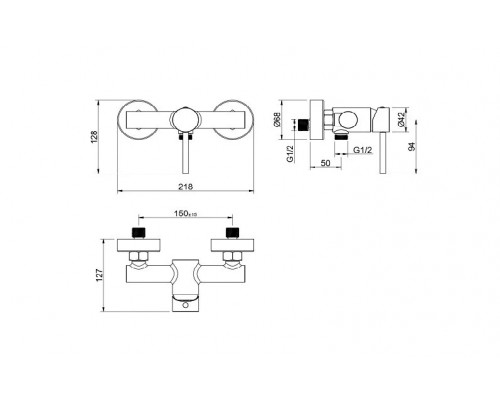 AQ1360BGM ЕВРОПА смеситель для душа, оружейная сталь (шлиф. черный хром) AQ1360BGM