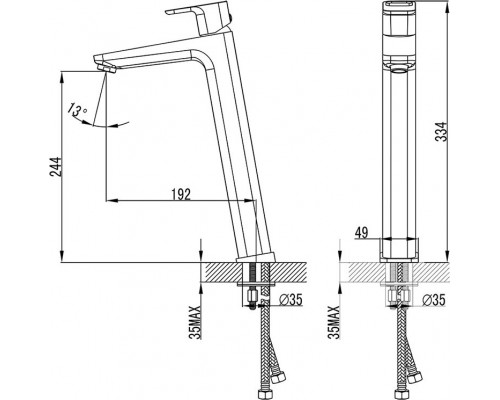 Смеситель для умывальника высокий без донного клапана 333 мм TD 015.00 X070091