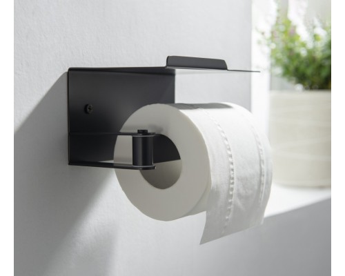 AQ4929MB ЛИБРА бумагодержатель с полкой, матовый черный AQ4929MB