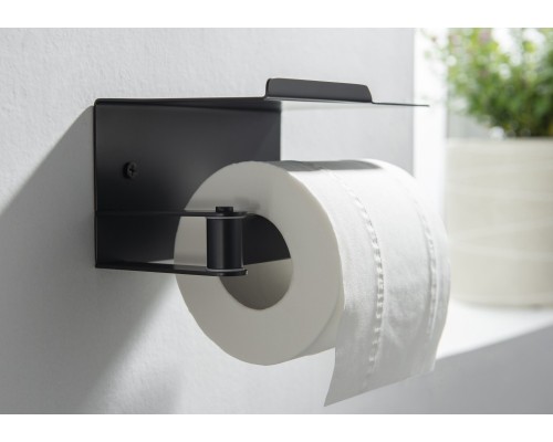 AQ4929MB ЛИБРА бумагодержатель с полкой, матовый черный AQ4929MB