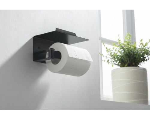 AQ4929MB ЛИБРА бумагодержатель с полкой, матовый черный AQ4929MB