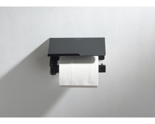 AQ4929MB ЛИБРА бумагодержатель с полкой, матовый черный AQ4929MB