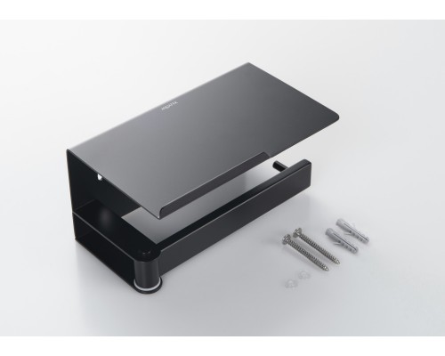 AQ4929MB ЛИБРА бумагодержатель с полкой, матовый черный AQ4929MB