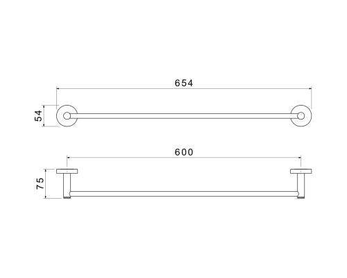 AQ4114BGM ЕВРОПА полотенцедержатель 600 мм, оружейная сталь (шлиф. черный хром) AQ4114BGM