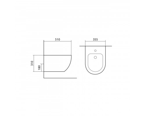 AQ1016-MB ЕВРОПА Биде подвесное 510355311, цвет черный матовый AQ1016-MB