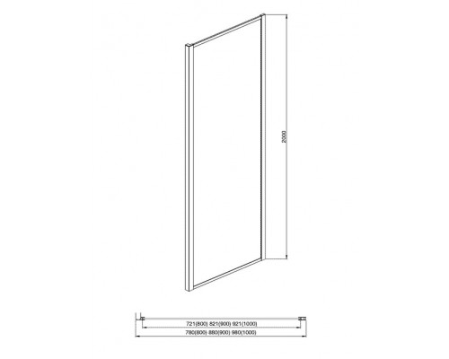 AQ ARI WA 09020GM Неподвижная душевая стенка 900x2000, для комбинации с дверью, профиль оружейная сталь, стекло прозрачное AQ ARI WA 09020GM