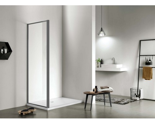 AQ ARI WA 09020GM Неподвижная душевая стенка 900x2000, для комбинации с дверью, профиль оружейная сталь, стекло прозрачное AQ ARI WA 09020GM