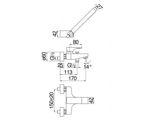 SE124110CR SEVEN смеситель для ванны с душевым набором SE124110CR