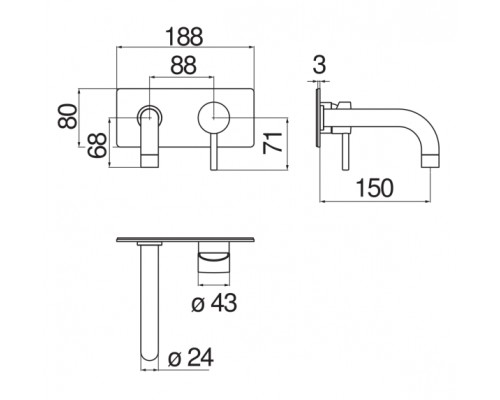 LV00198CR LIVE смеситель для раковины (внешняя часть) LV00198CR