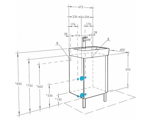 1A2578K0AHB20 Набор: 1A257801AHB20 Тумба-умывальник Кантри 50 Бел/Дуб Верона/ 1WH302184 Раковина НЕО-50 1A2578K0AHB20