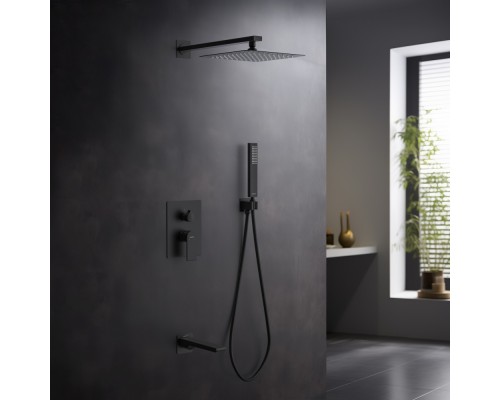 AQ1473MB ЛИРА Set 4 в 1 душевой комплект 3 режима, матовый черный AQ1473MB