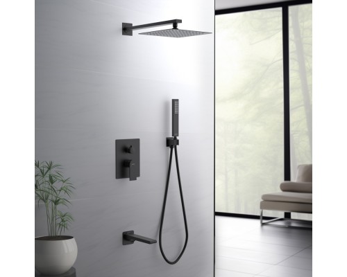 AQ1473MB ЛИРА Set 4 в 1 душевой комплект 3 режима, матовый черный AQ1473MB