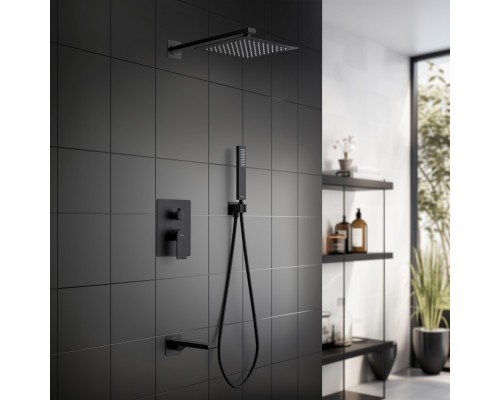 AQ1473MB ЛИРА Set 4 в 1 душевой комплект 3 режима, матовый черный AQ1473MB
