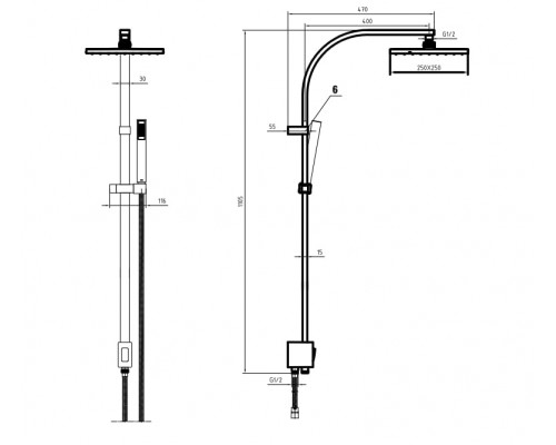 102158012C1EX TIERA душевая система матовый черный 102158012C1EX