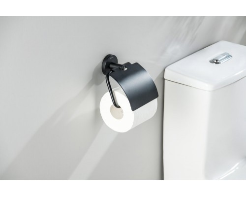 AQ4209MB ОБЕРОН бумагодержатель с крышкой, матовый черный AQ4209MB