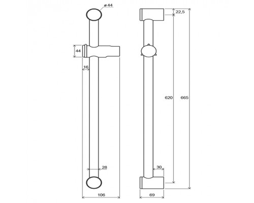 Подвижный душевой держатель 60см 972.00 X07P012