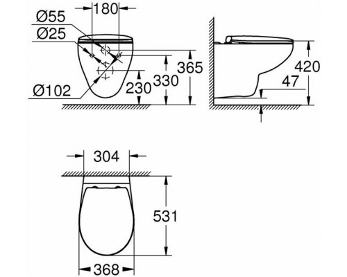 39351000 Bau Ceramic Подвесной безободковый унитаз с сиденьем (с микролифтом), альпин-белый 39351000