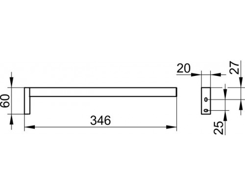 19122010000 EDITION 90 Square Полотенцедержатель одинарный, неповоротный, 346 мм, хром 19122010000