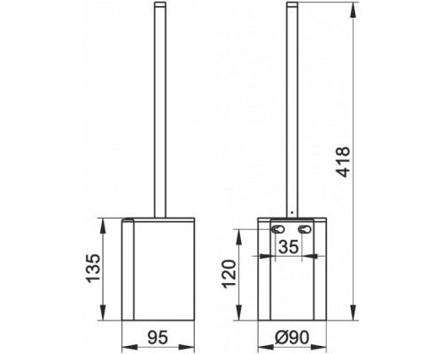 14972370200 PLAN Туалетный гарнитур в комплекте с черной пластиковой колбой, ершом с ручкой и запасной головкой ершика черный 14972370200