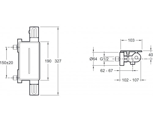 E21767-BL METRO термостатический смеситель для душа с полкой матовый черный E21767-BL
