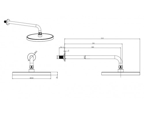 AQ2080CR круглый верхний душ настенный 260х20мм AQ2080CR