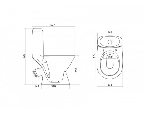 1.WH11.1.758 РИМИНИ Унитаз-компакт (эконом: 1-реж полипроп) 1.WH11.1.758
