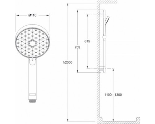E99898RU-CP AWAKEN душевой гарнитур Geometric 60 см E99898RU-CP