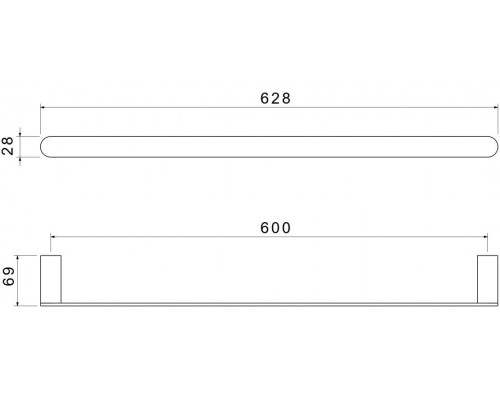 AQ4414MB ЛИРА полотенцедержатель 600 мм, матовый черный AQ4414MB