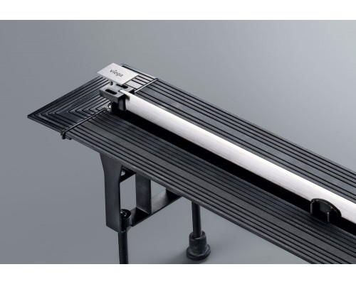 704360 Advantix Vario Set душевой лоток 300-1200мм (пластик),высота 95–165мм, с дизайн-вставкой, заглуш, опорами, сифоном, глянц. хром, модель 4965.21 704360