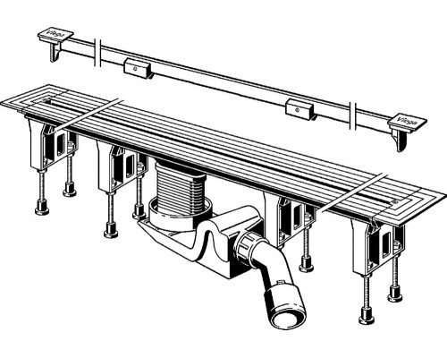 704360 Advantix Vario Set душевой лоток 300-1200мм (пластик),высота 95–165мм, с дизайн-вставкой, заглуш, опорами, сифоном, глянц. хром, модель 4965.21 704360