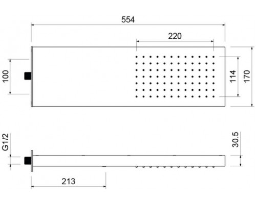 AQ2084CR настенный верхний душ 55017030 мм AQ2084CR