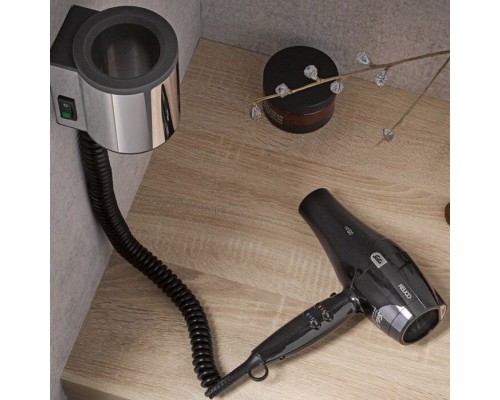 14995010037 PLAN Фен в комплекте с настенным креплением, 220 - 240 В, 50-60 Гц, 3 ступени нагрева макс. до 2000 Вт, 2 скорости, хром/темно-серый 14995010037